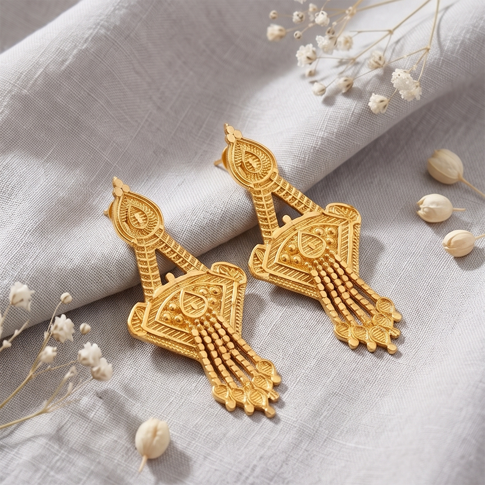 The99Jewel Gold Plated Traditional Small Dangler Earrings