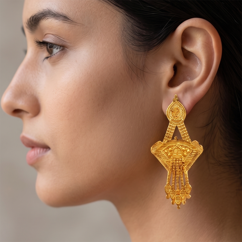 The99Jewel Gold Plated Traditional Small Dangler Earrings