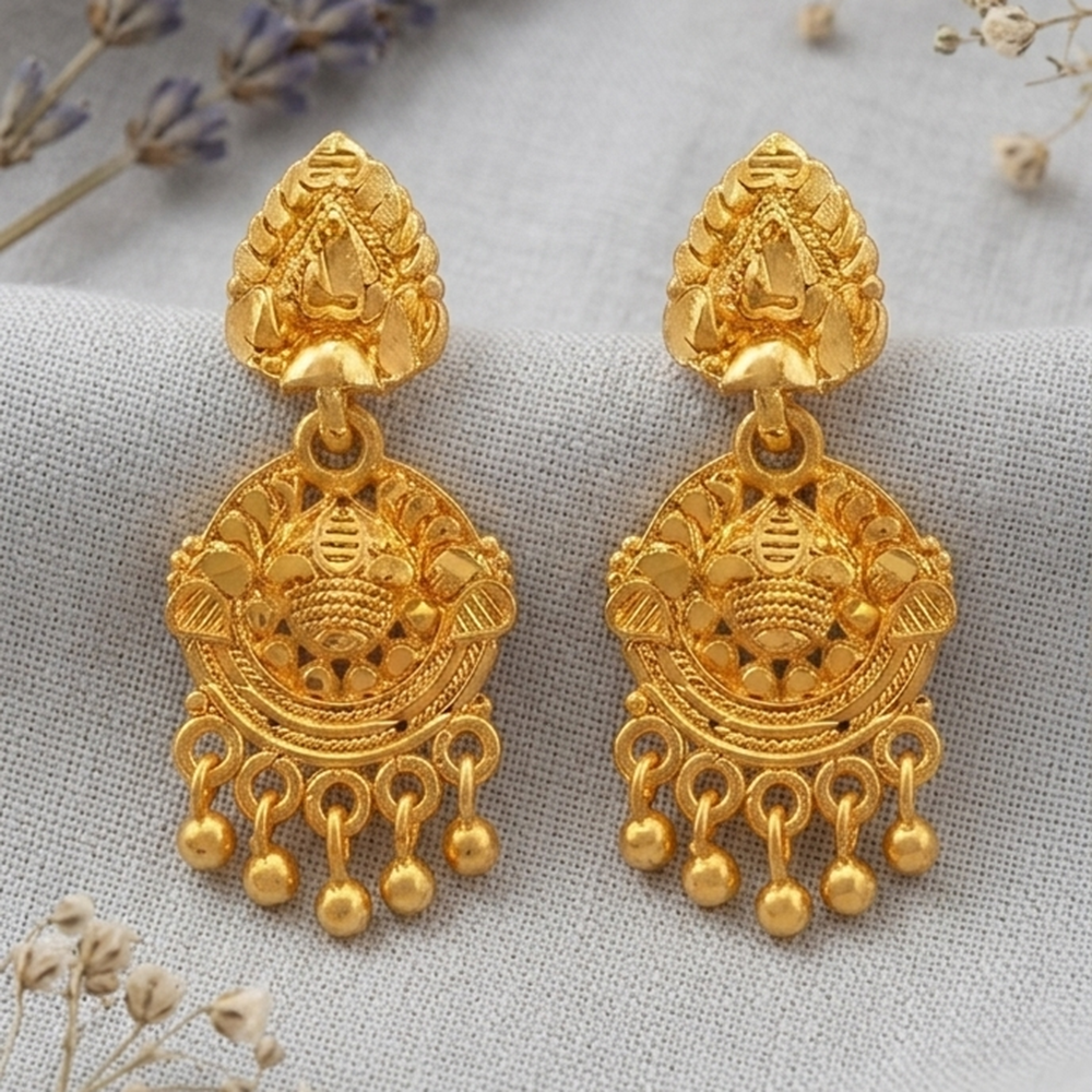 The99Jewel Gold Plated Traditional Small Dangler Earrings
