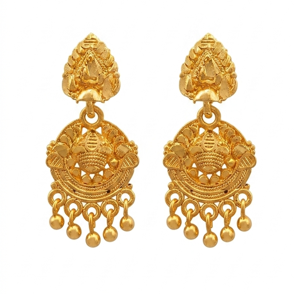 The99Jewel Gold Plated Traditional Small Dangler Earrings
