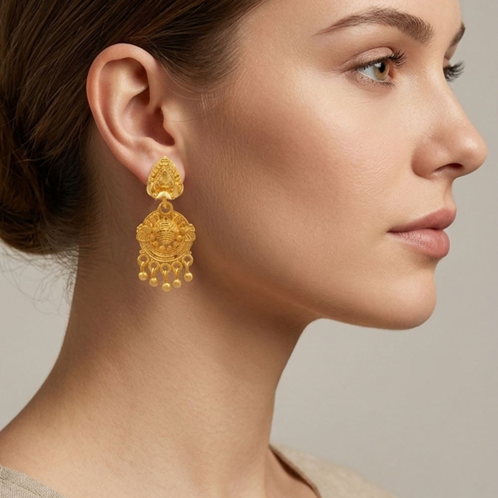The99Jewel Gold Plated Traditional Small Dangler Earrings