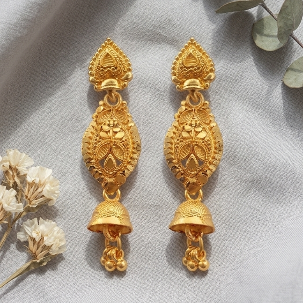 The99Jewel Gold Plated Traditional Small Jhumki Earrings