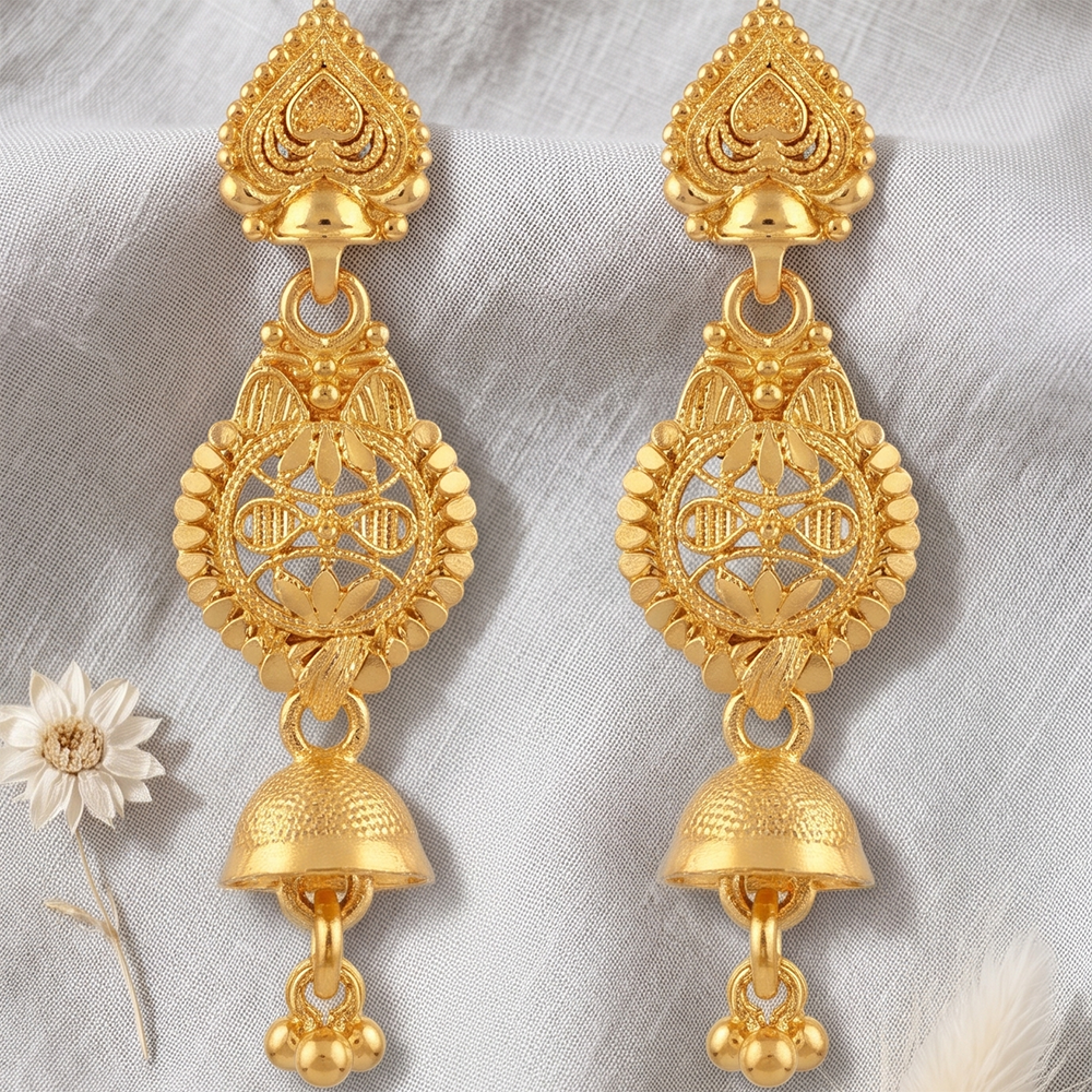 The99Jewel Gold Plated Traditional Small Dangler Earrings