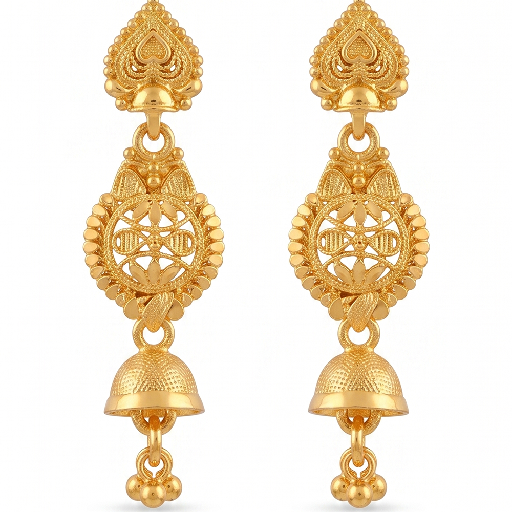 The99Jewel Gold Plated Traditional Small Dangler Earrings
