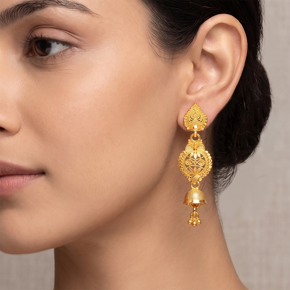 The99Jewel Gold Plated Traditional Small Dangler Earrings