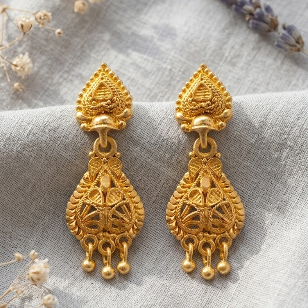 The99Jewel Gold Plated Traditional Small Dangler Earrings