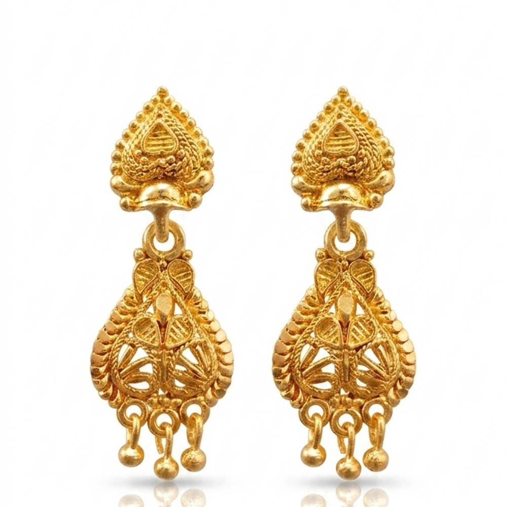 The99Jewel Gold Plated Traditional Small Dangler Earrings