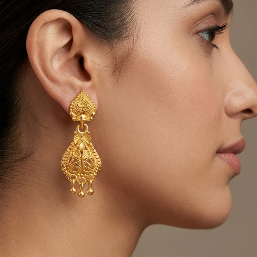 The99Jewel Gold Plated Traditional Small Dangler Earrings