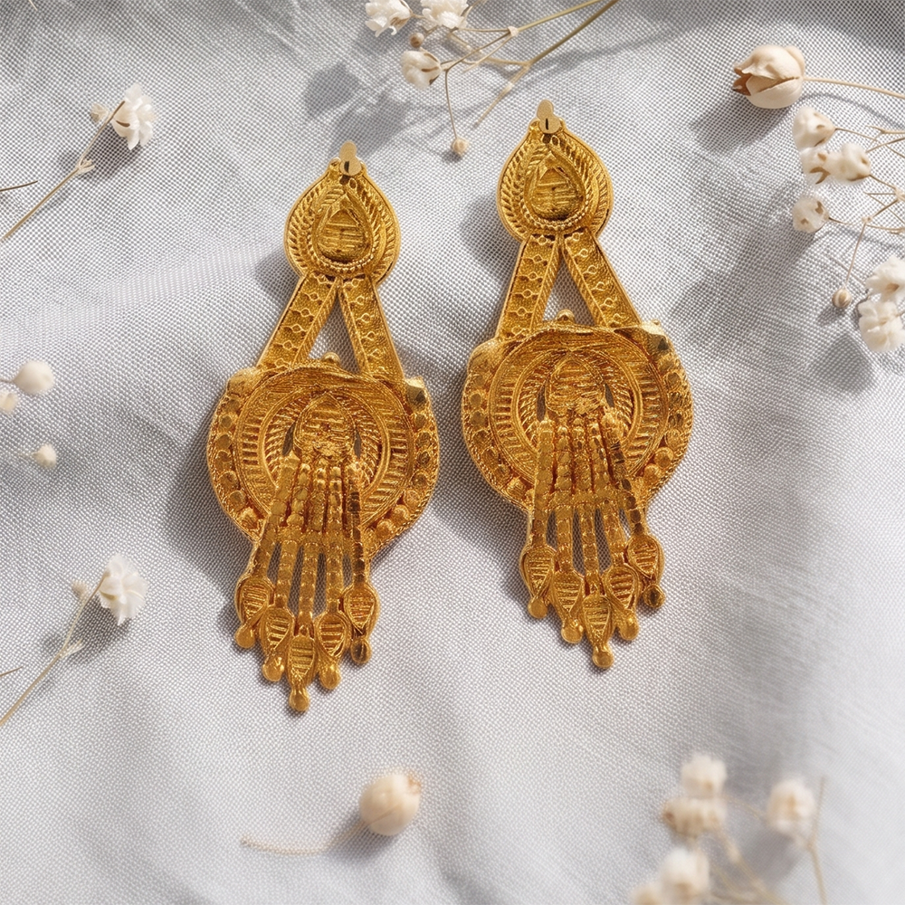 The99Jewel Gold Plated Traditional Small Dangler Earrings