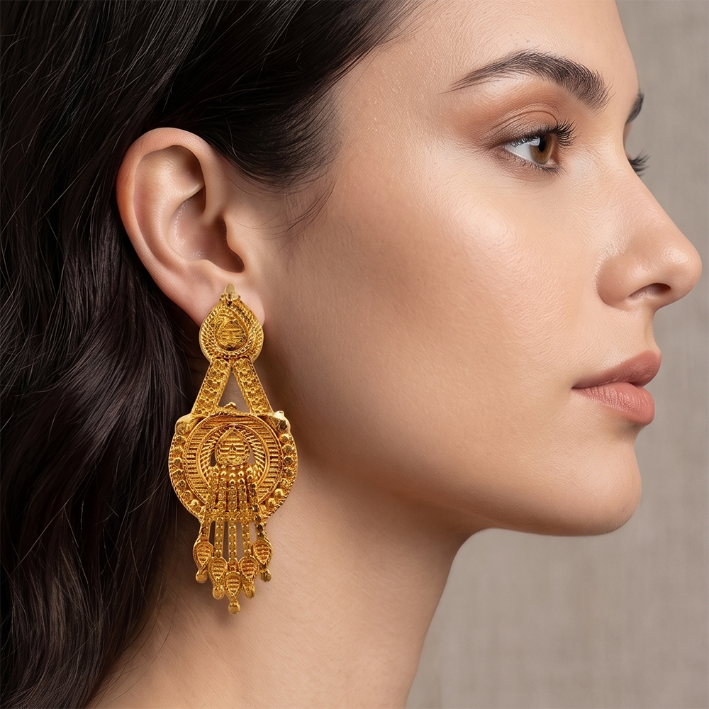The99Jewel Gold Plated Traditional Small Dangler Earrings