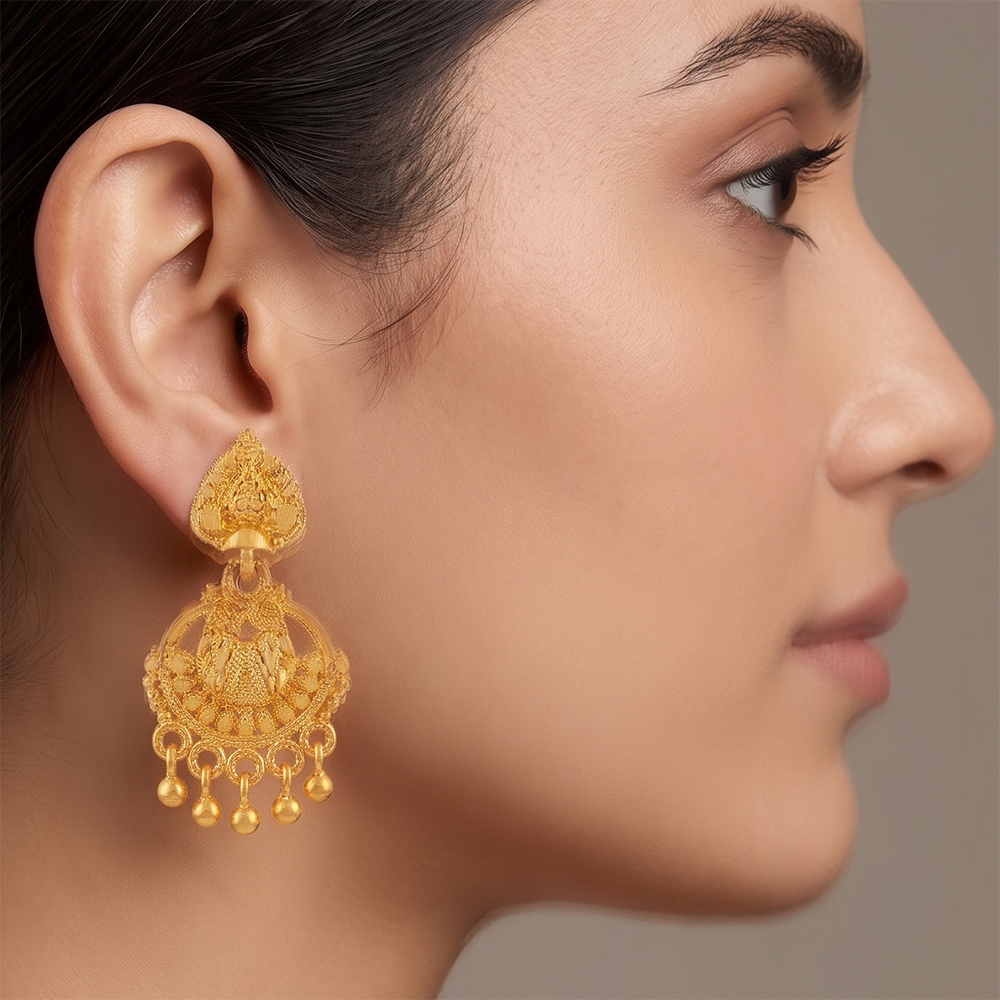 The99Jewel Gold Plated Traditional Small Dangler Earrings