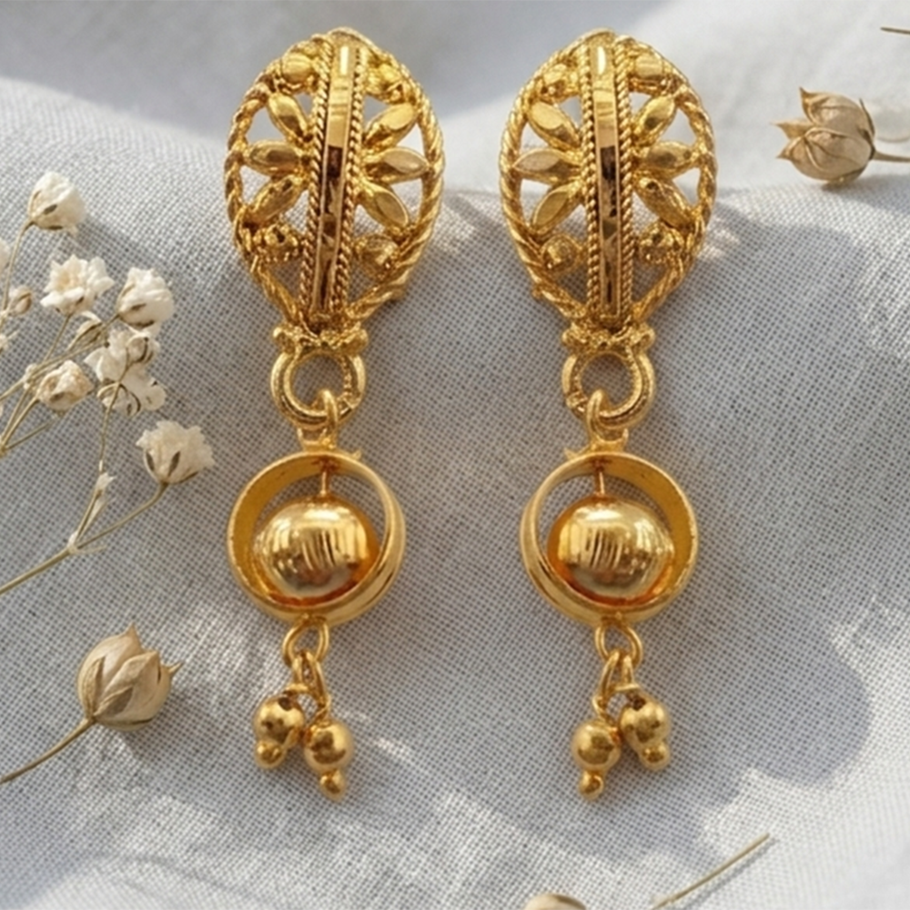 The99Jewel Gold Plated Traditional Small Dangler Earrings