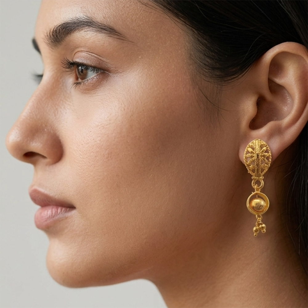 The99Jewel Gold Plated Traditional Small Dangler Earrings