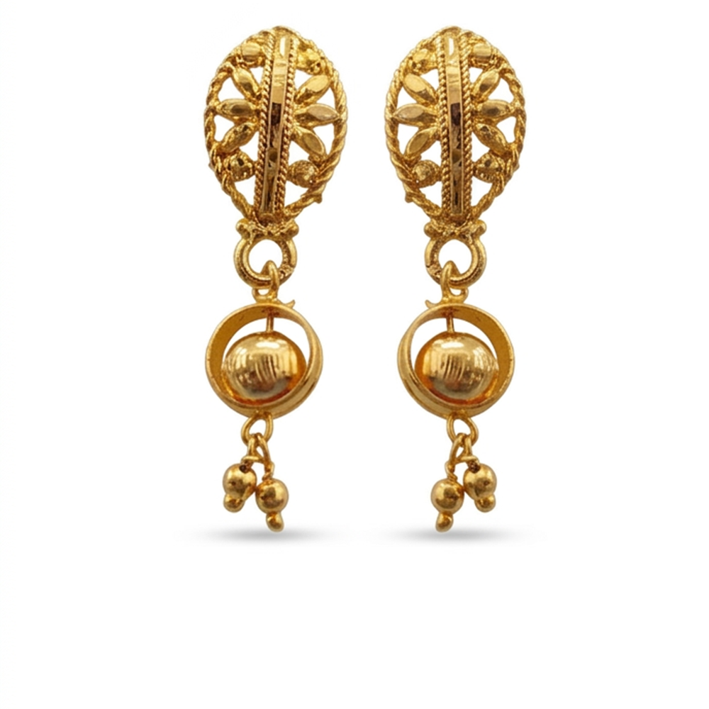 The99Jewel Gold Plated Traditional Small Dangler Earrings