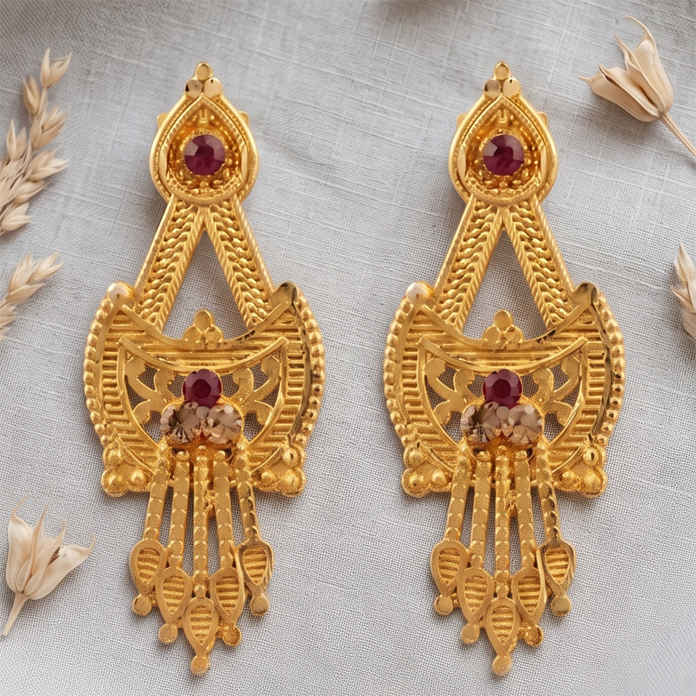 The99Jewel Gold Plated Traditional Small Dangler Earrings