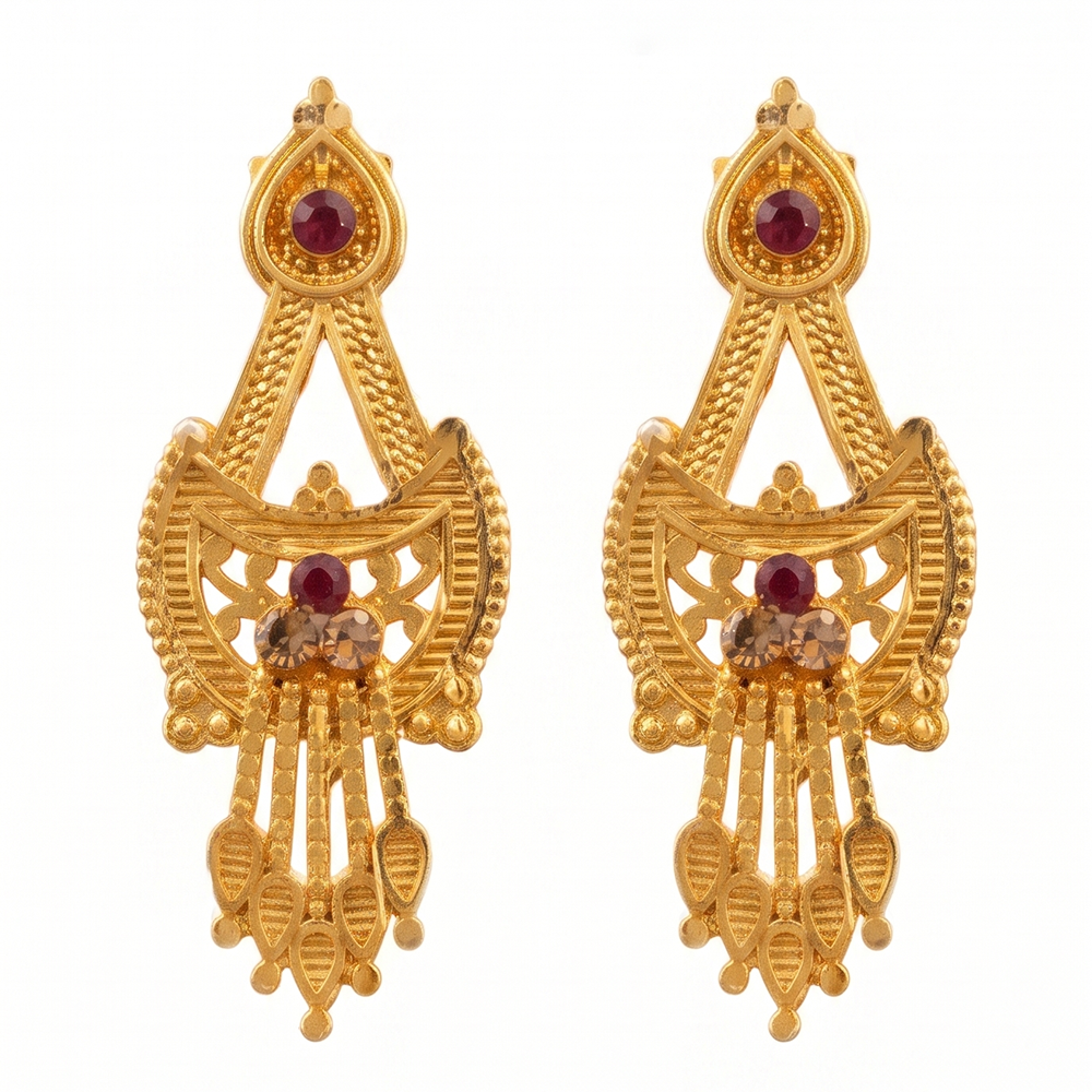 The99Jewel Gold Plated Traditional Small Dangler Earrings