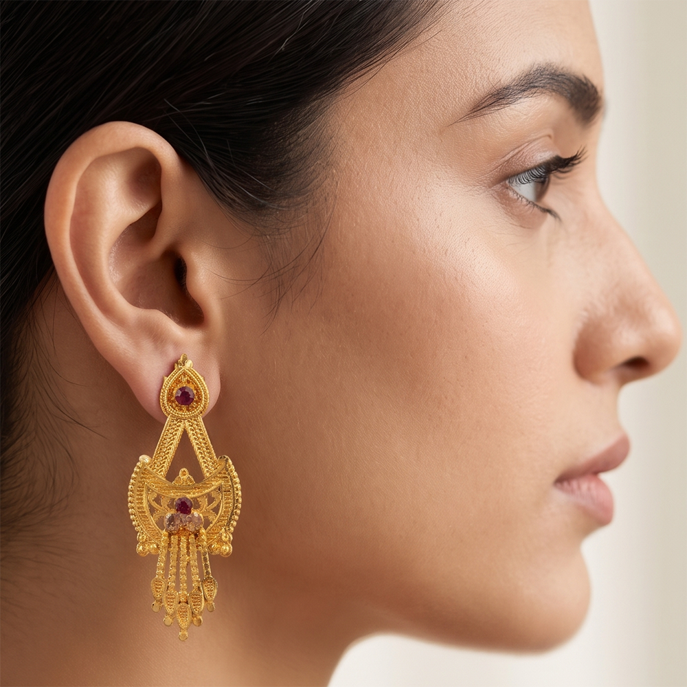 The99Jewel Gold Plated Traditional Small Dangler Earrings