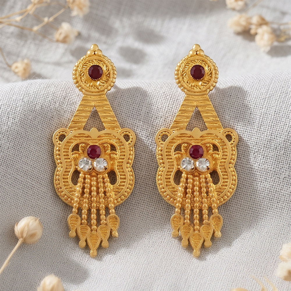 The99Jewel Gold Plated Traditional Small Dangler Earrings