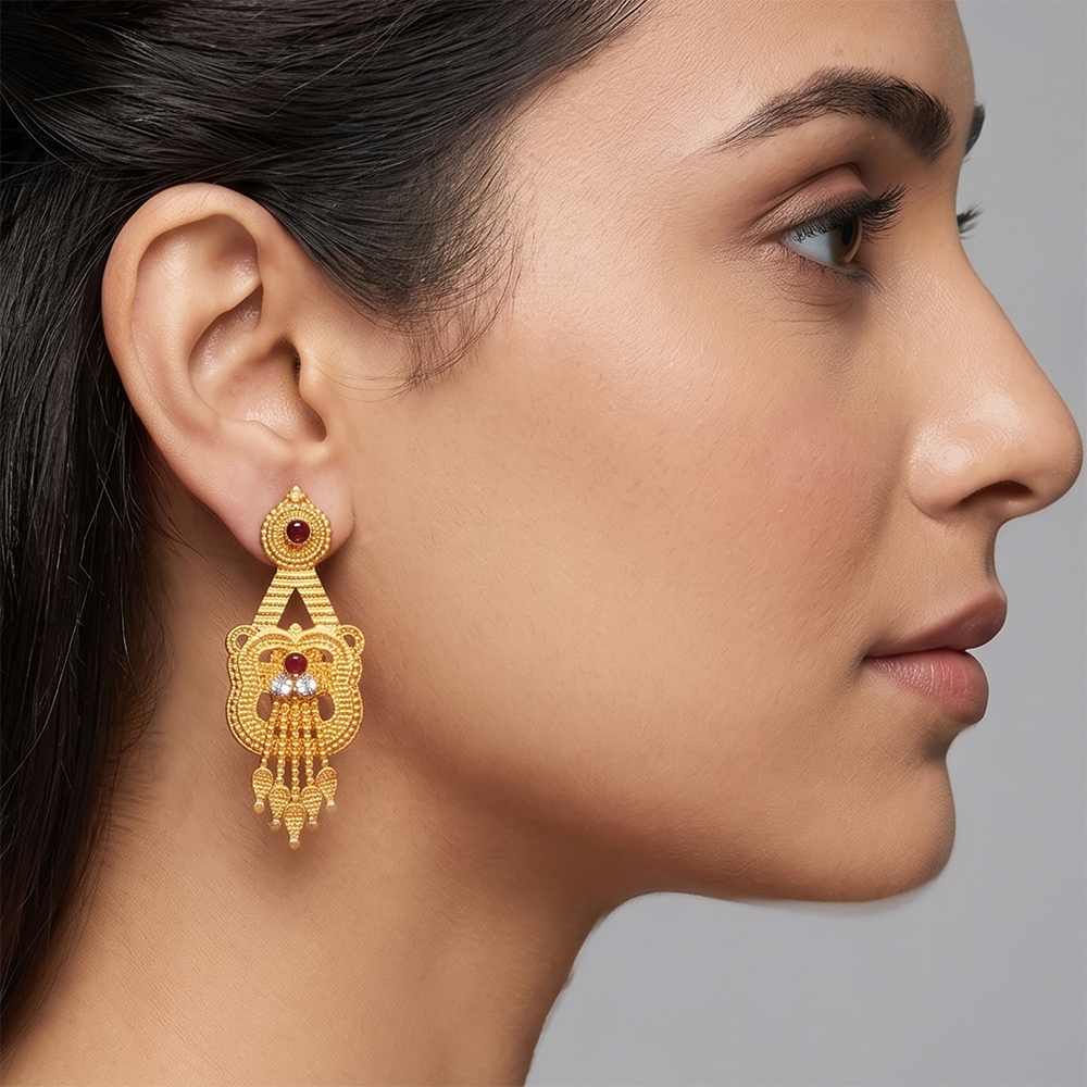 The99Jewel Gold Plated Traditional Small Dangler Earrings