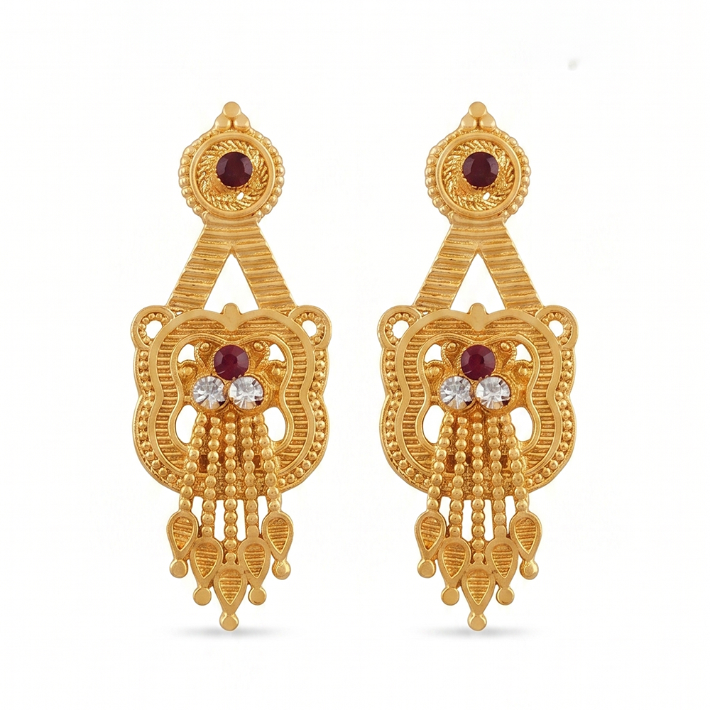 The99Jewel Gold Plated Traditional Small Dangler Earrings