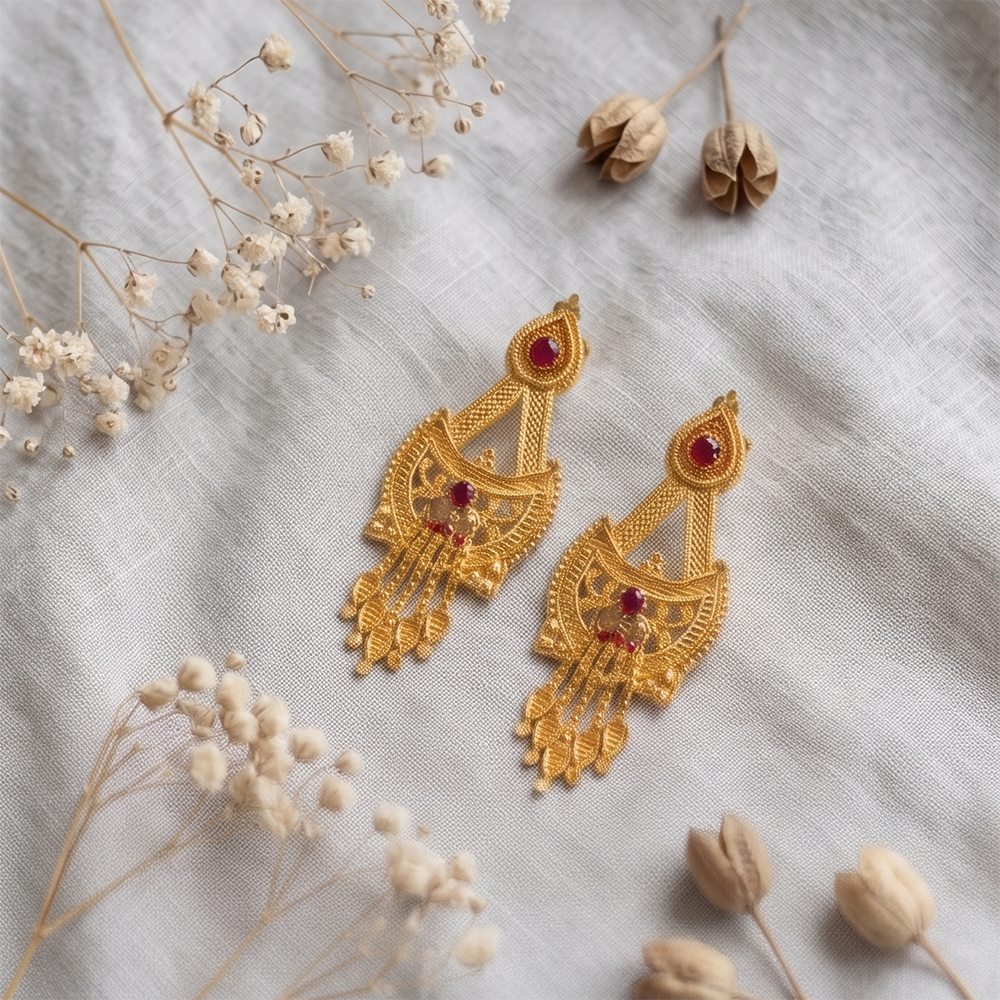 The99Jewel Gold Plated Traditional Small Dangler Earrings