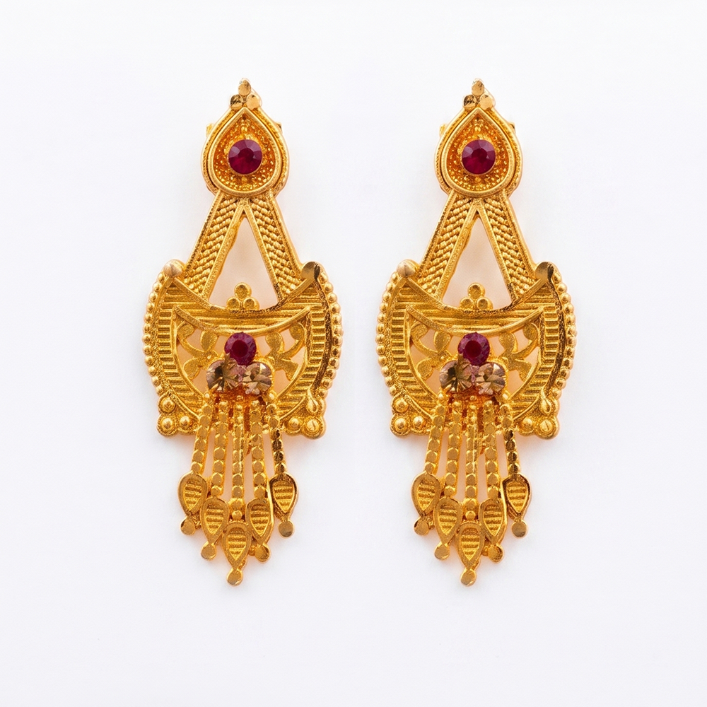 The99Jewel Gold Plated Traditional Small Dangler Earrings