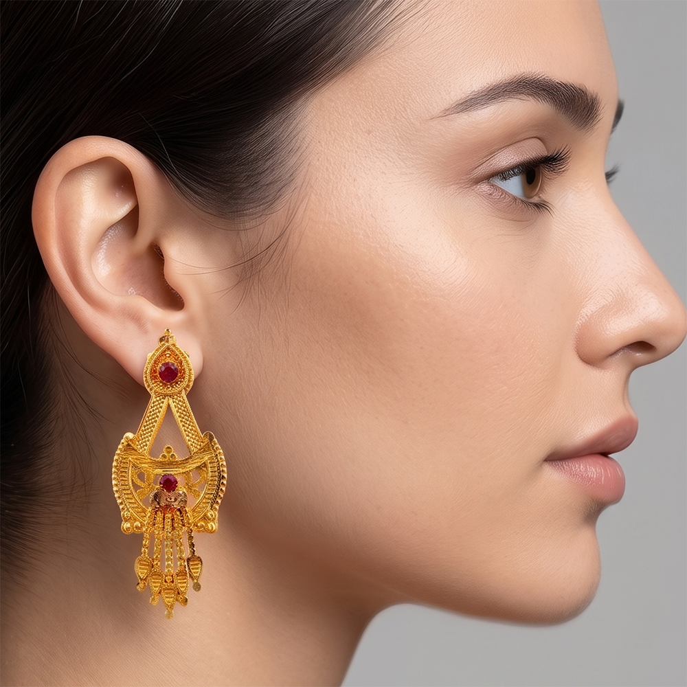 The99Jewel Gold Plated Traditional Small Dangler Earrings