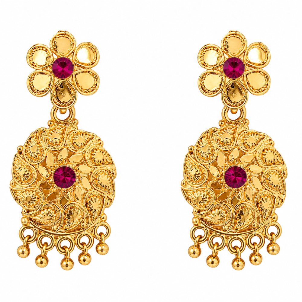 The99Jewel Gold Plated Traditional Small Dangler Earrings