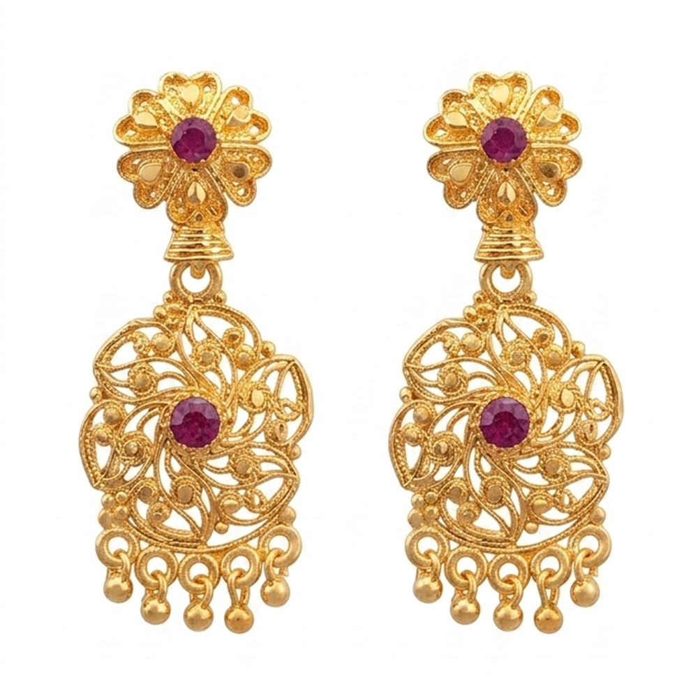 The99Jewel Gold Plated Traditional Small Dangler Earrings