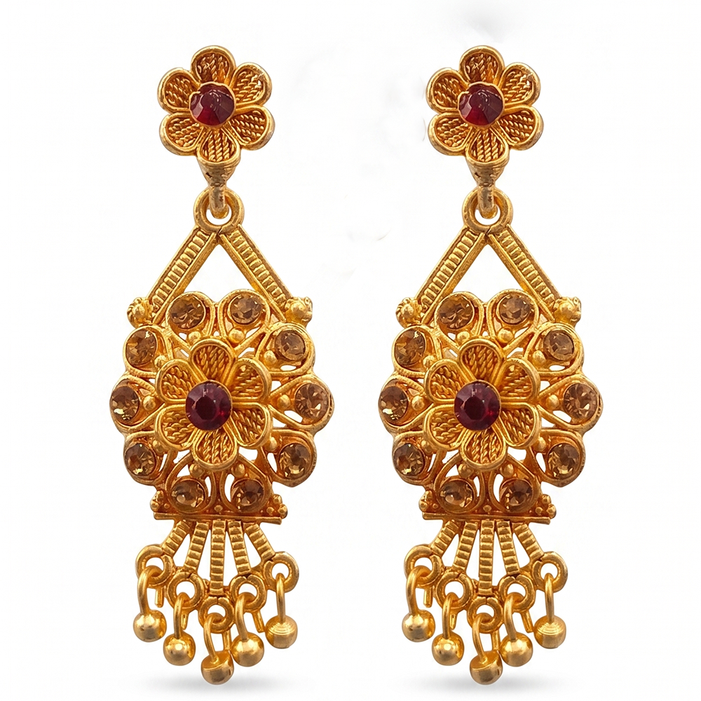 The99Jewel Gold Plated Traditional Small Dangler Earrings