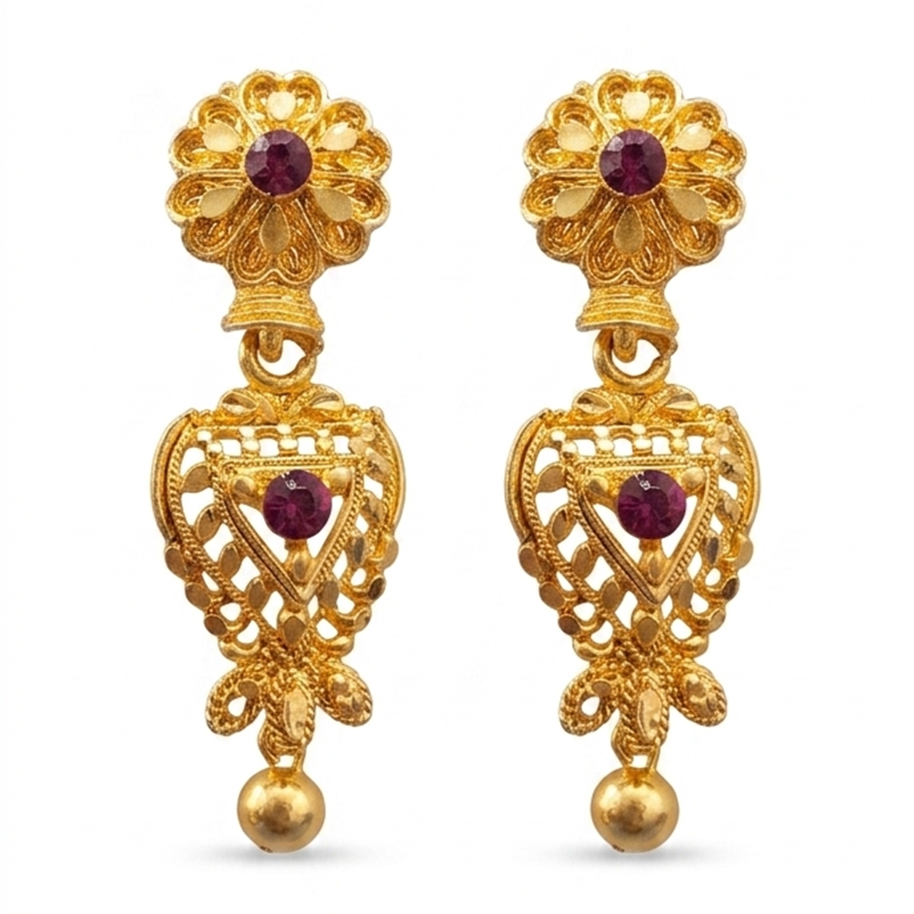 The99Jewel Gold Plated Traditional Small Dangler Earrings