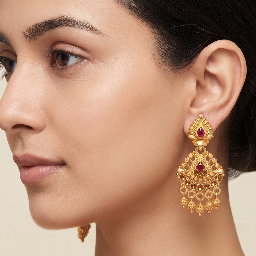 The99Jewel Gold Plated Traditional Small Dangler Earrings