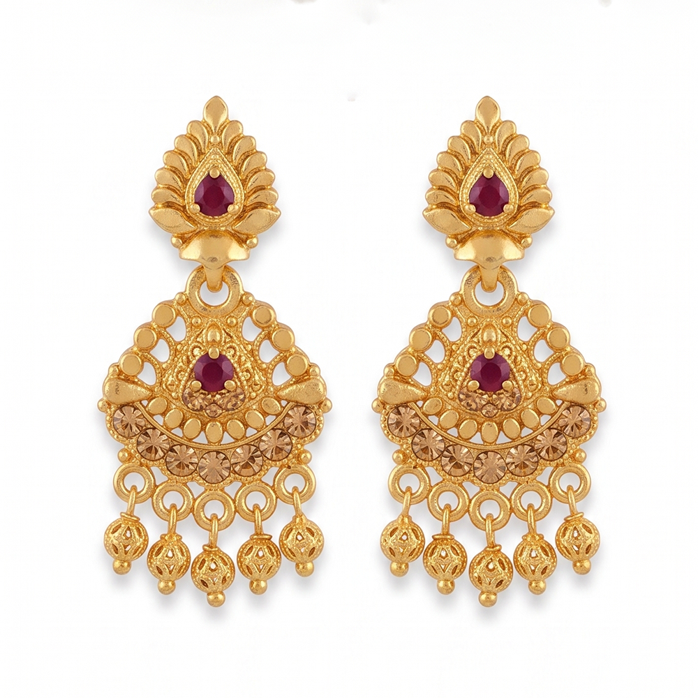 The99Jewel Gold Plated Traditional Small Dangler Earrings