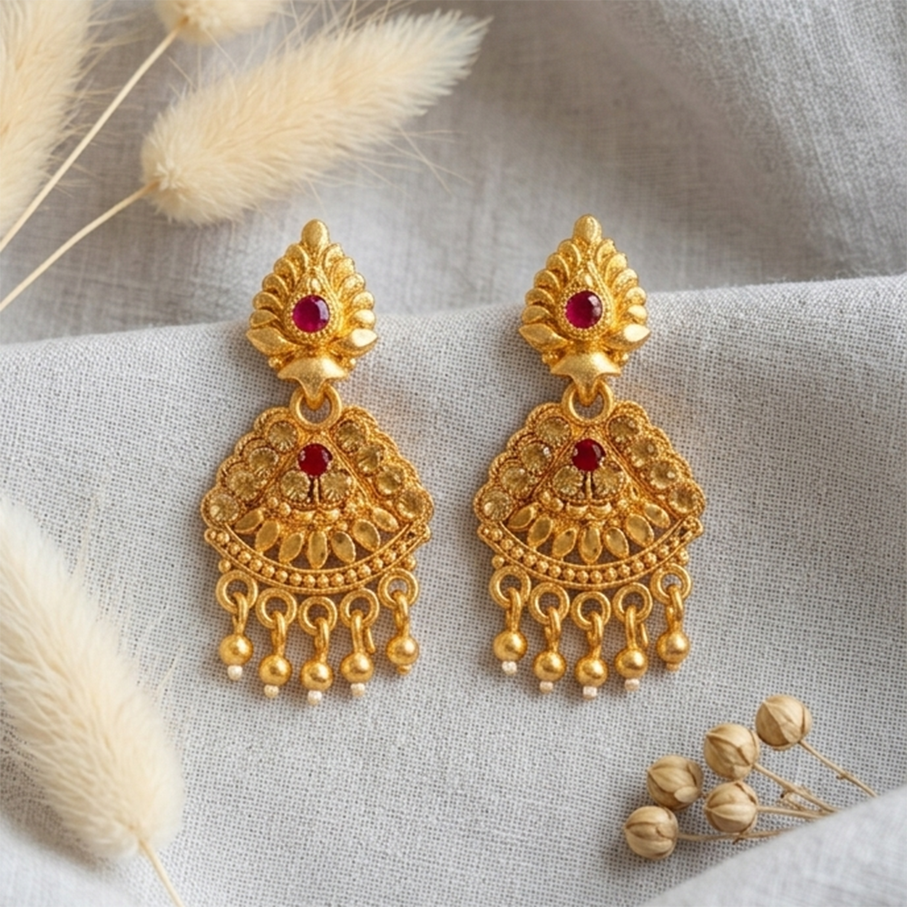 The99Jewel Gold Plated Traditional Small Dangler Earrings