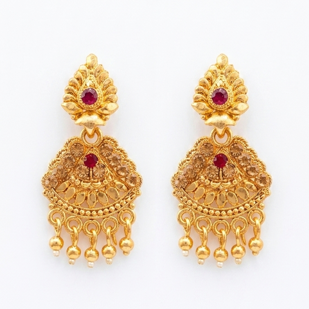 The99Jewel Gold Plated Traditional Small Dangler Earrings