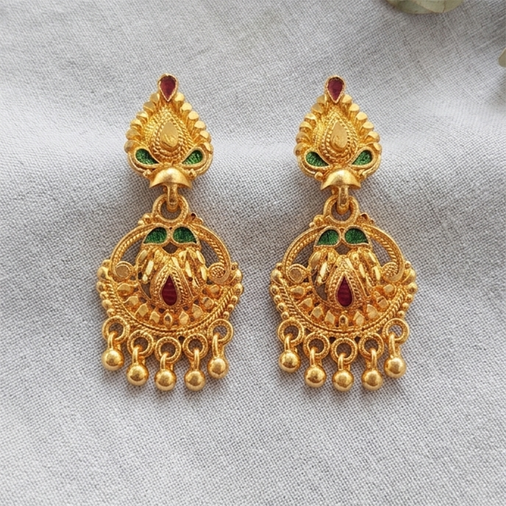 The99Jewel Gold Plated Traditional Small Dangler Earrings