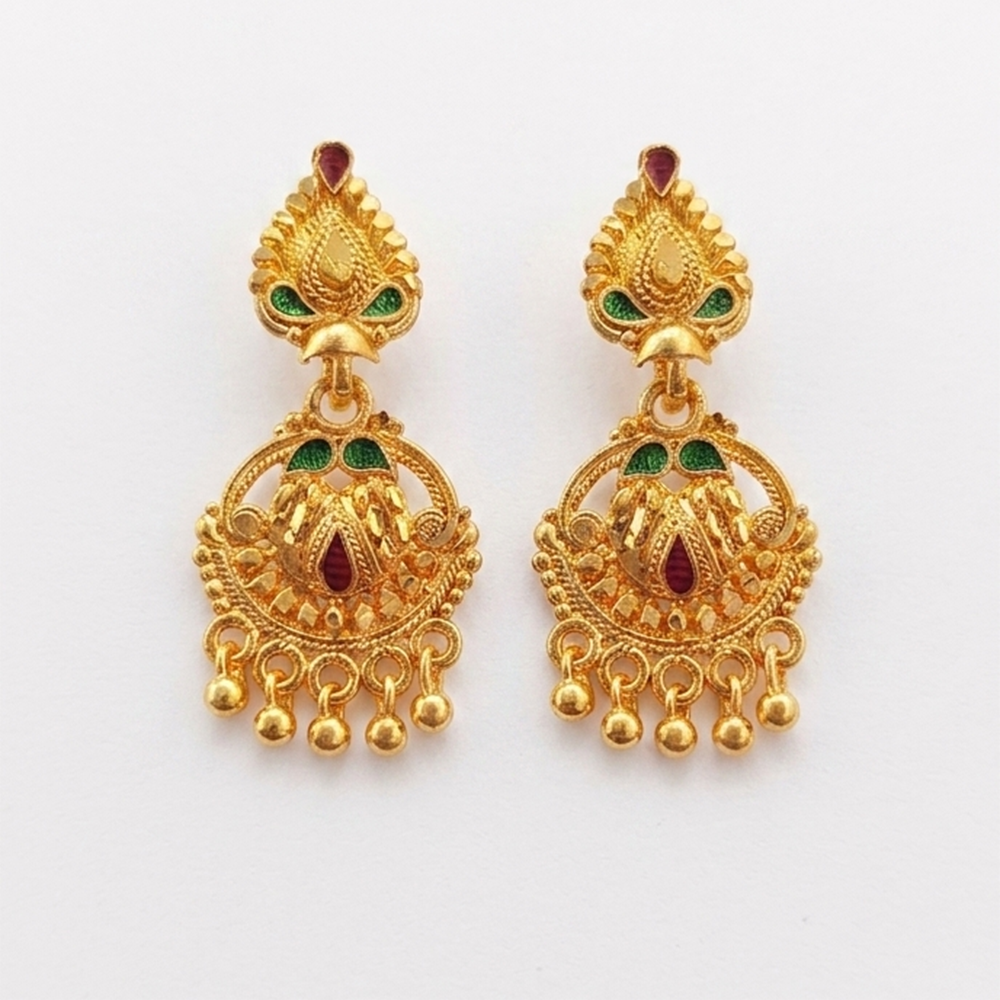 The99Jewel Gold Plated Traditional Small Dangler Earrings