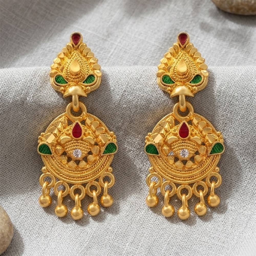 The99Jewel Gold Plated Traditional Small Dangler Earrings