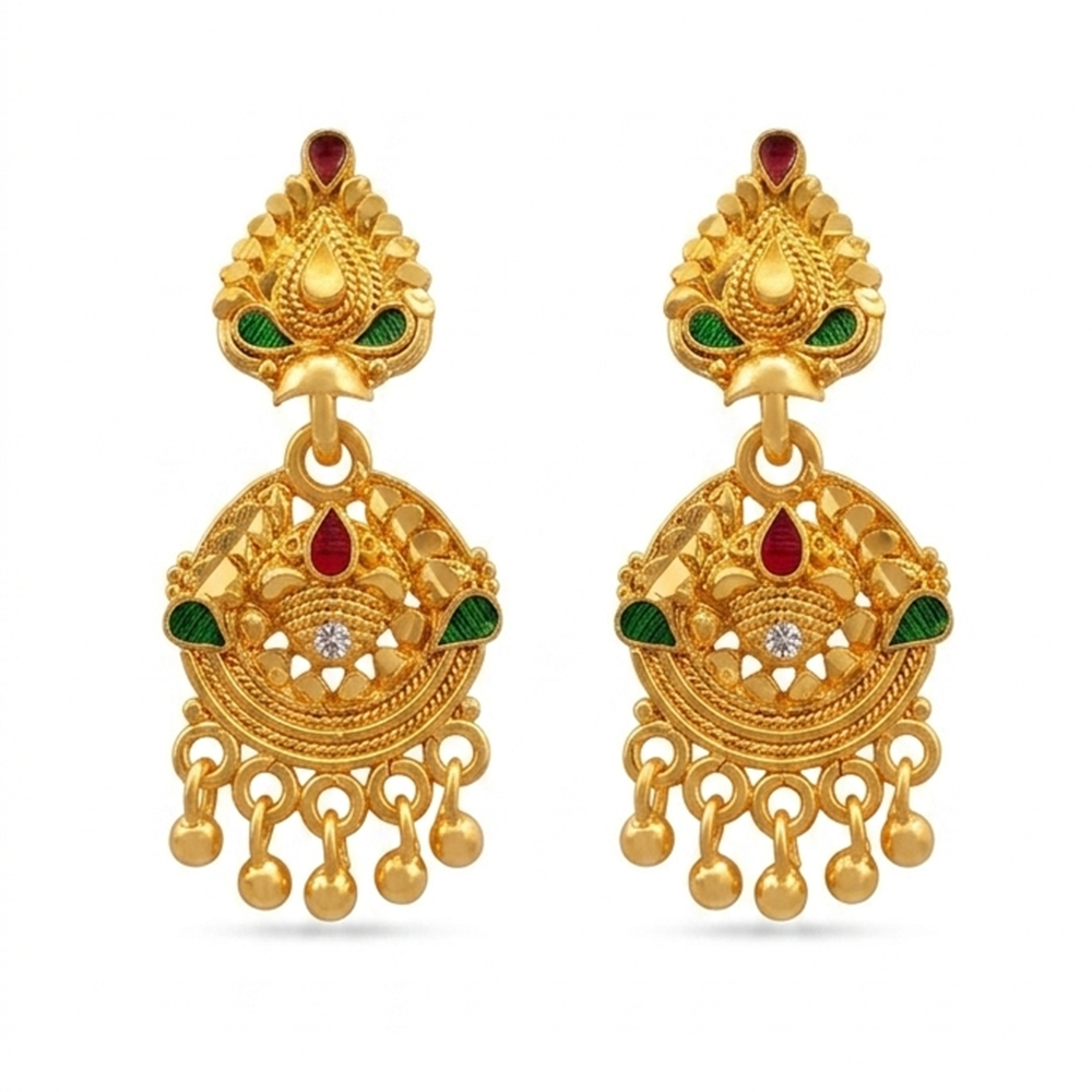 The99Jewel Gold Plated Traditional Small Dangler Earrings