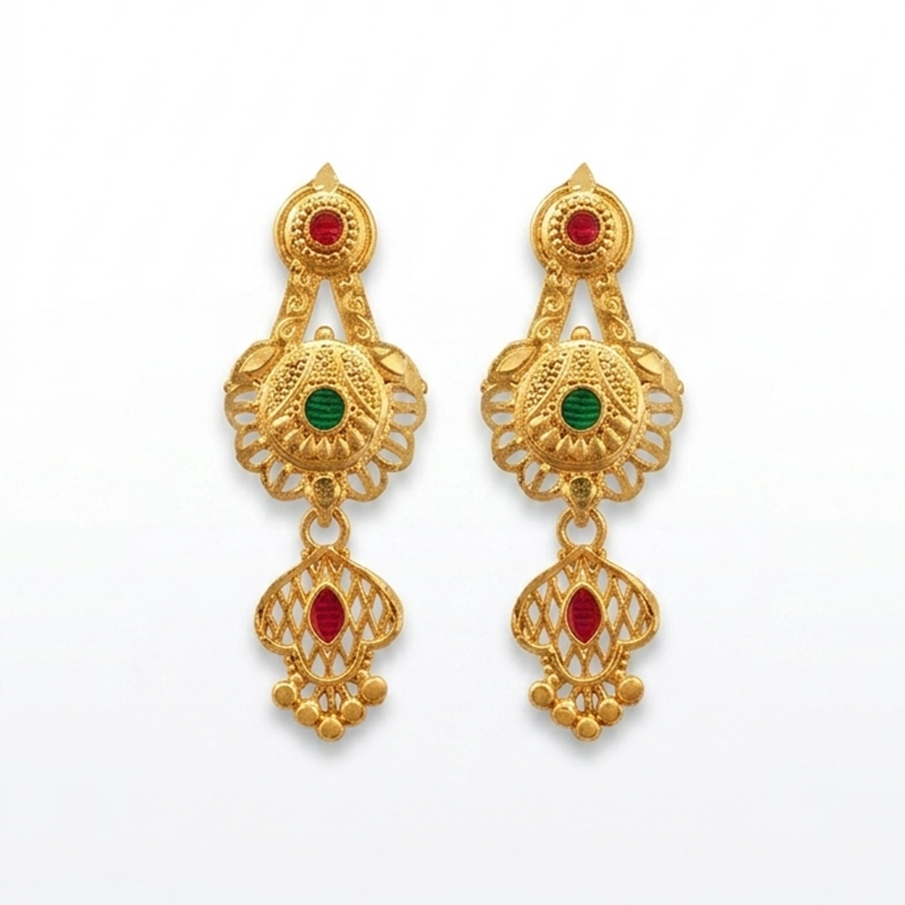 The99Jewel Gold Plated Traditional Small Dangler Earrings