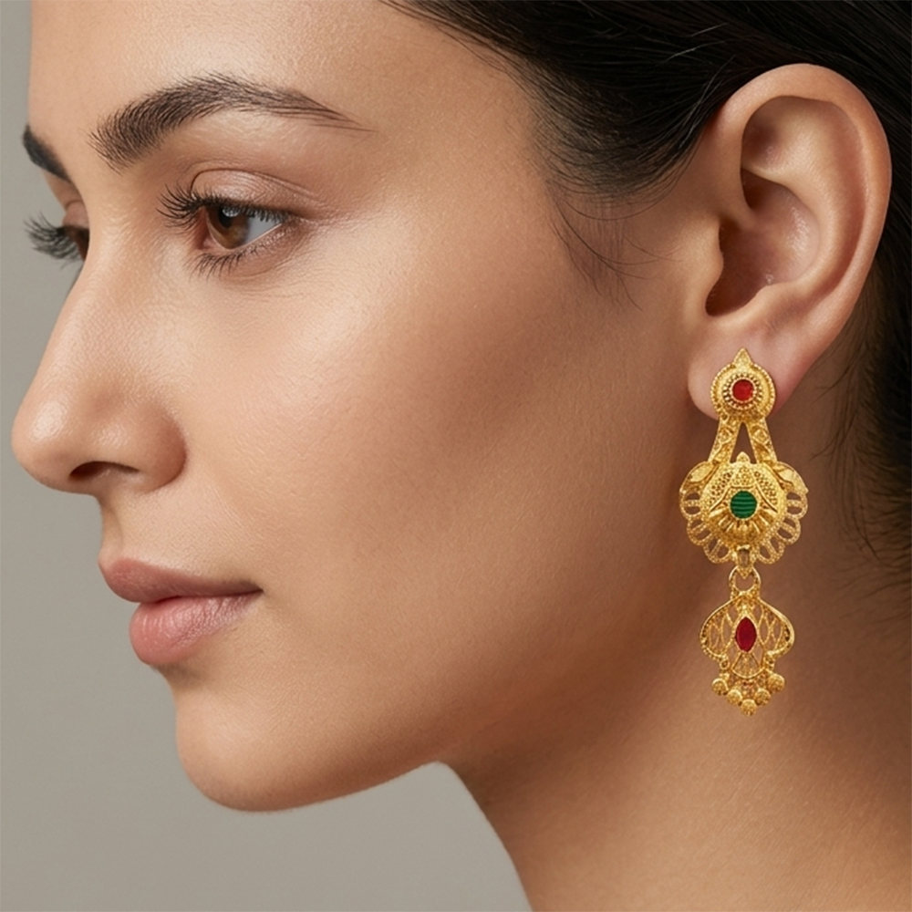 The99Jewel Gold Plated Traditional Small Dangler Earrings