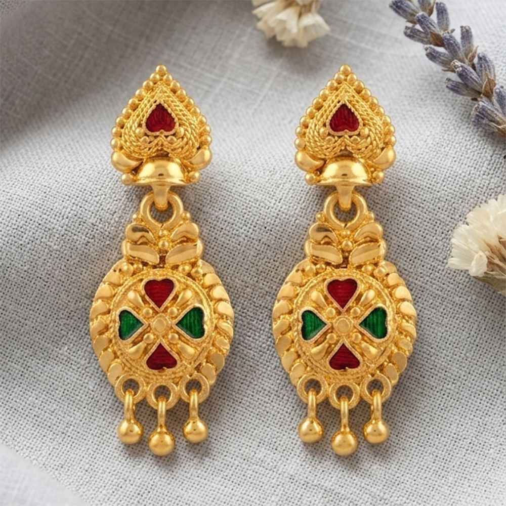 The99Jewel Gold Plated Traditional Small Dangler Earrings