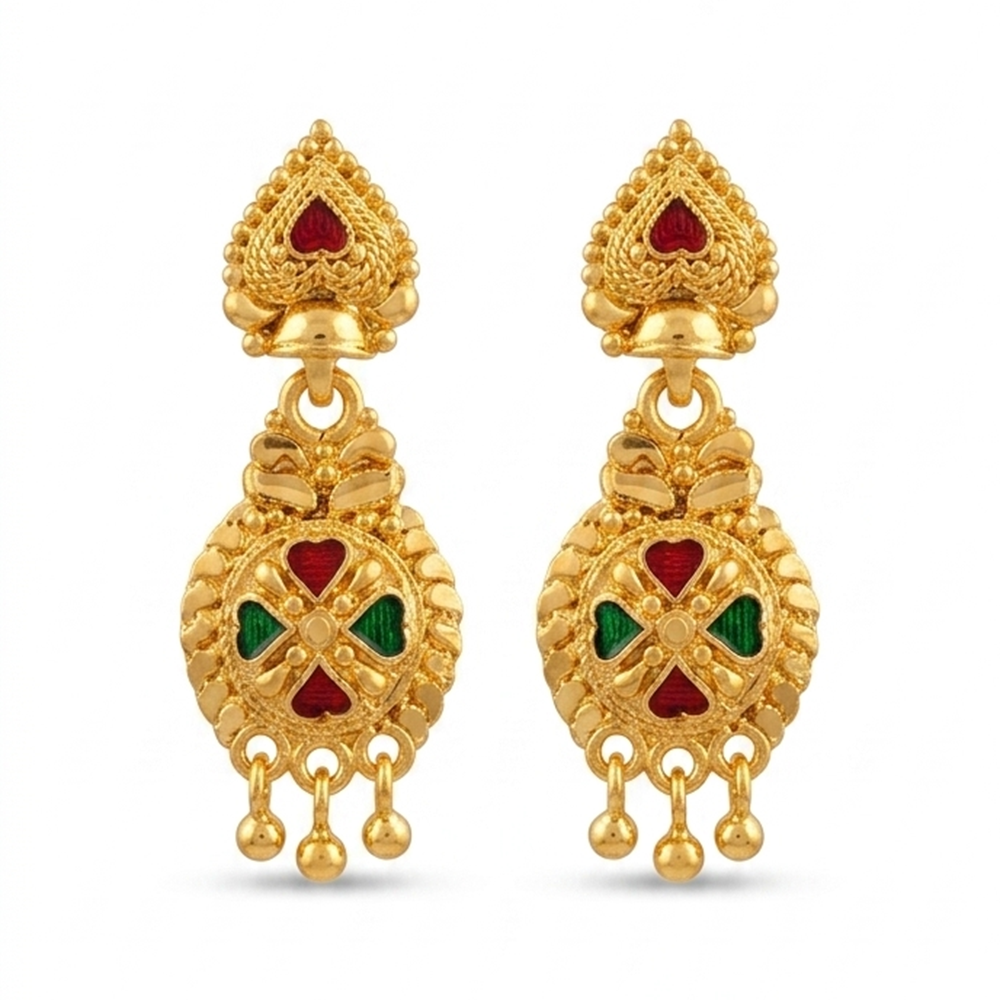 The99Jewel Gold Plated Traditional Small Dangler Earrings