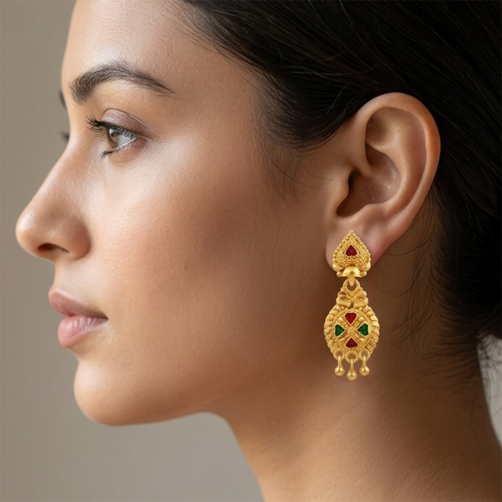 The99Jewel Gold Plated Traditional Small Dangler Earrings