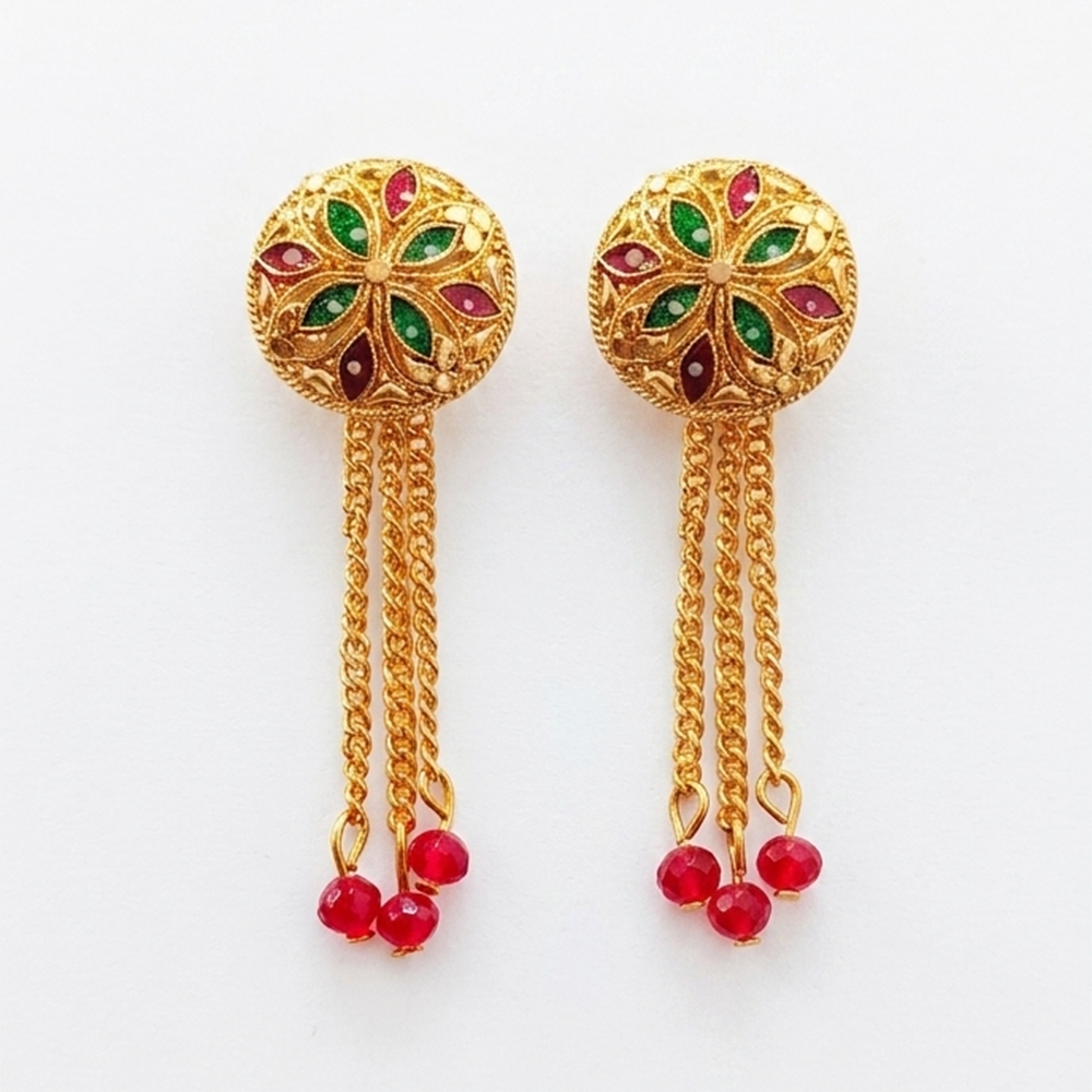 The99Jewel Gold Plated Traditional Dangler Tassel Earrings