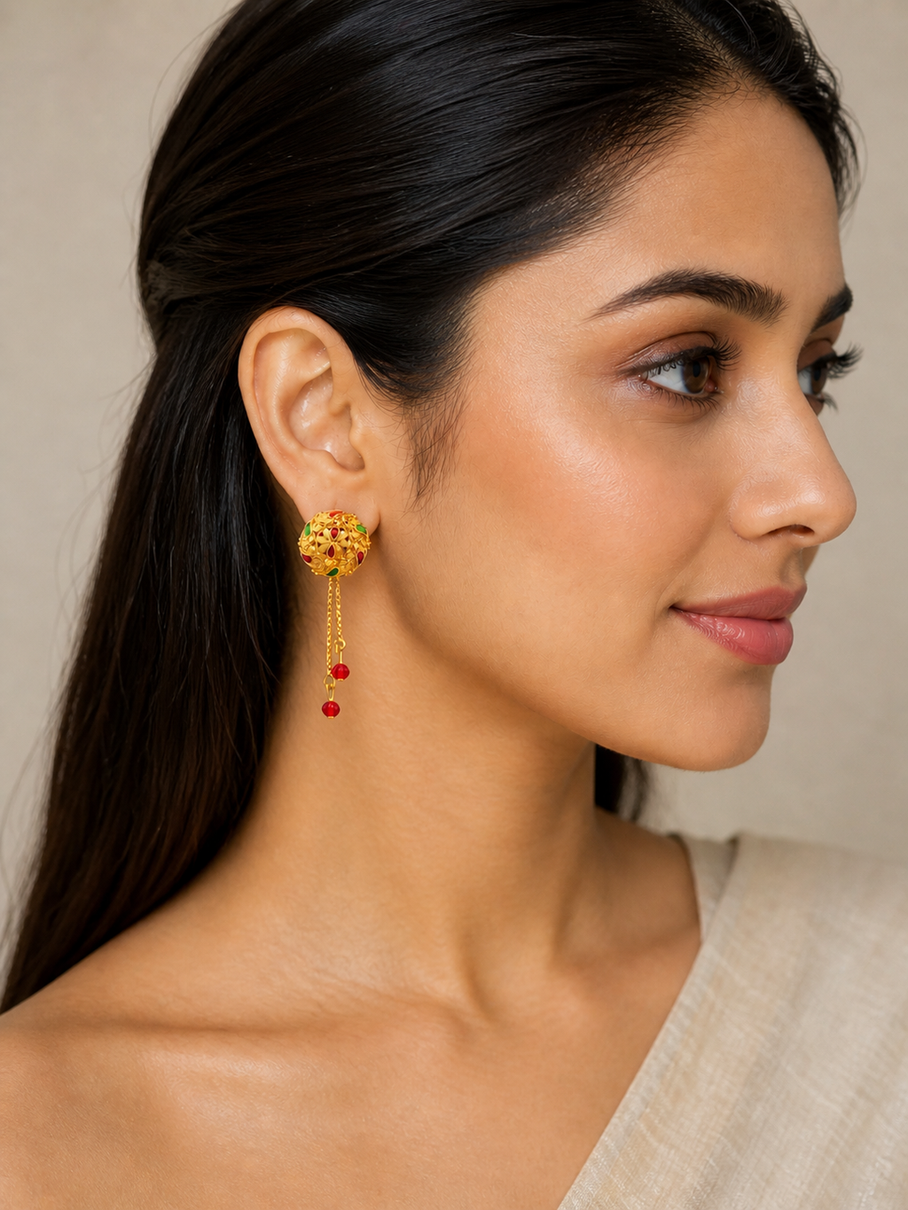 The99Jewel Gold Plated Traditional Dangler Tassel Earrings