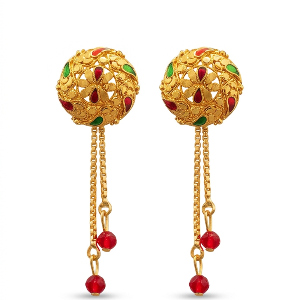 The99Jewel Gold Plated Traditional Dangler Tassel Earrings
