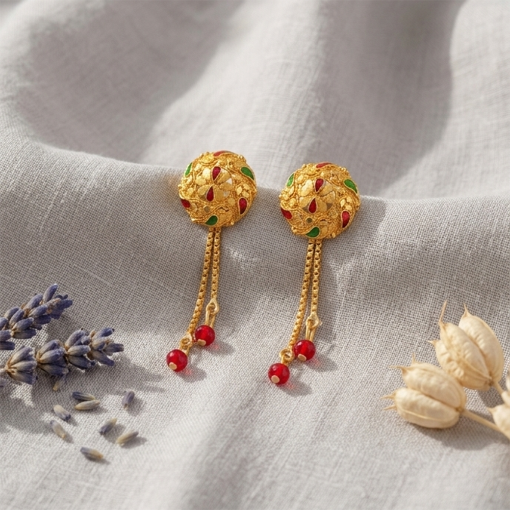 The99Jewel Gold Plated Traditional Dangler Tassel Earrings