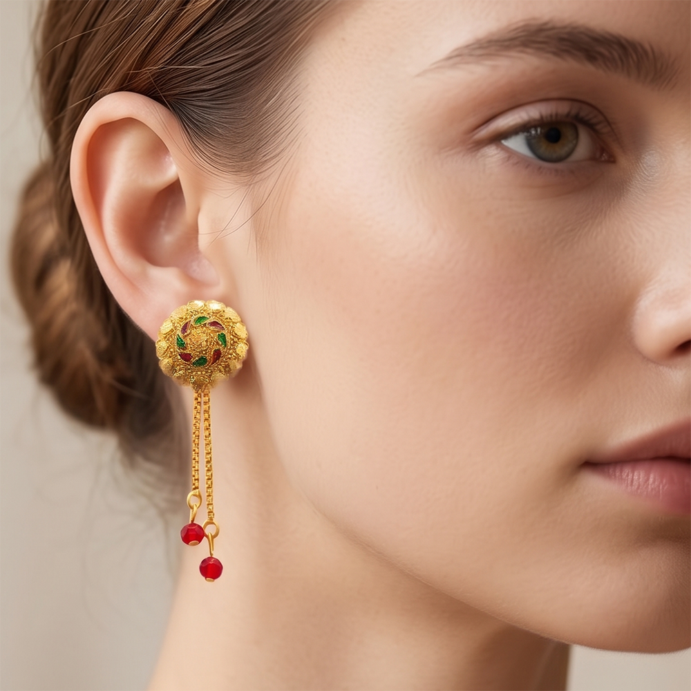 The99Jewel Gold Plated Traditional Dangler Tassel Earrings