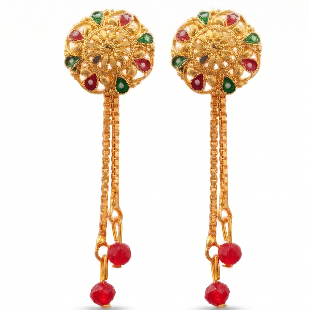 The99Jewel Gold Plated Traditional Dangler Tassel Earrings